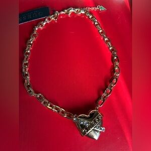 Guess Gold Chain Necklace with Heart Pendant